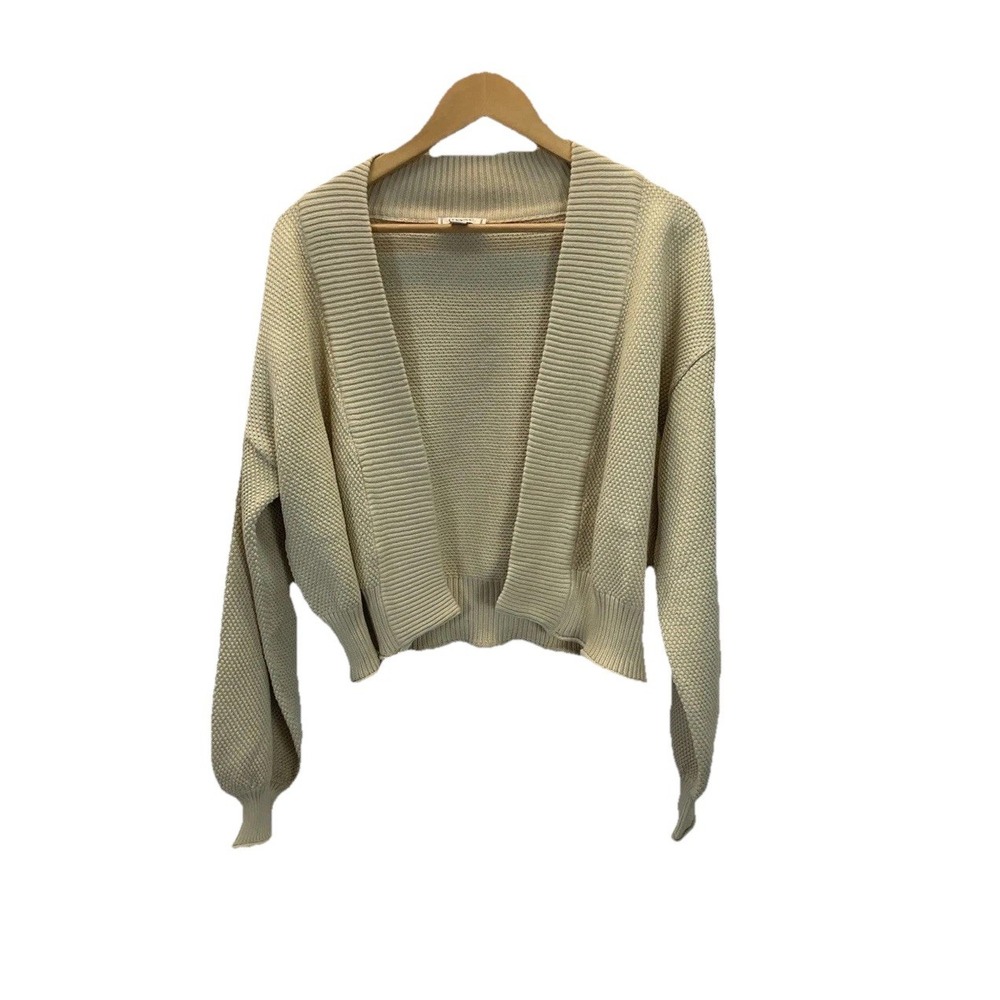 ANTHROPOLOGIE MAEVE TEXTURED SHRUG CROP JACKET CARDIGAN CREAM OS Preppy